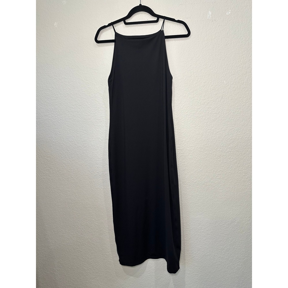 House of Harlow 1960 Black Midi Dress High Neck Spaghetti Strap Size M